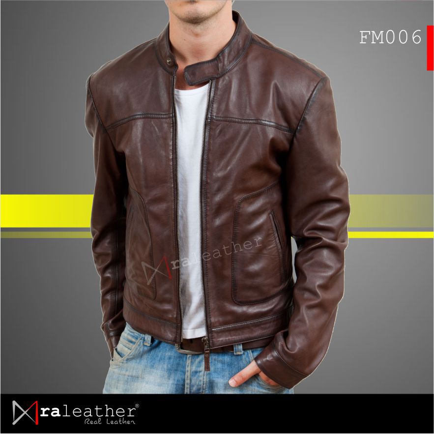 Jaket Kulit Pria Asli Garut 100% Original Kulit Domba RA Leather - FM006