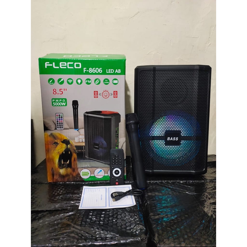 SPEAKER  BLUETOOTH KARAOKEFLECO F-8606LED AB FREE MIC