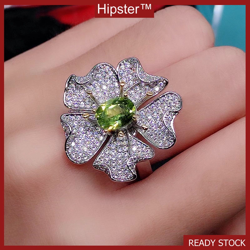 Natural Peridot Ring Luxury Opening