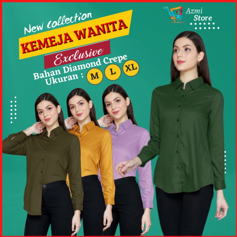 Kemeja Kmeja Hem Wanita Cewek Lengan Panjang Polos Kekinian Atasan Baju Kantor Wanita Remaja Bahan D