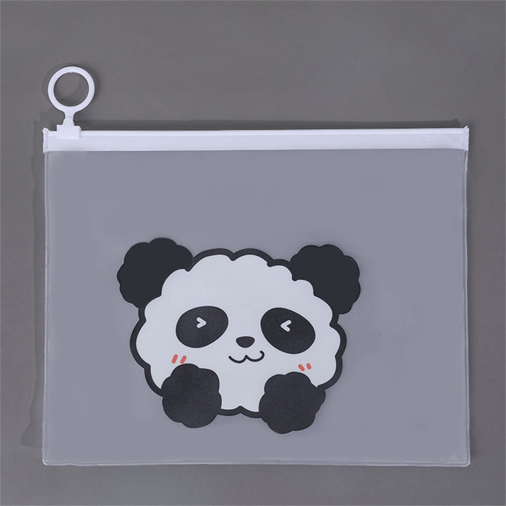 Tas Folder Penyimpanan File Motif Kartun Kelinci panda Bahan PVC Transparan Dengan Resleting