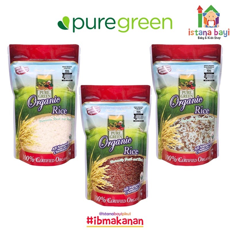 Pure Green Beras Organik 1kg - Makanan bayi/beras Organic