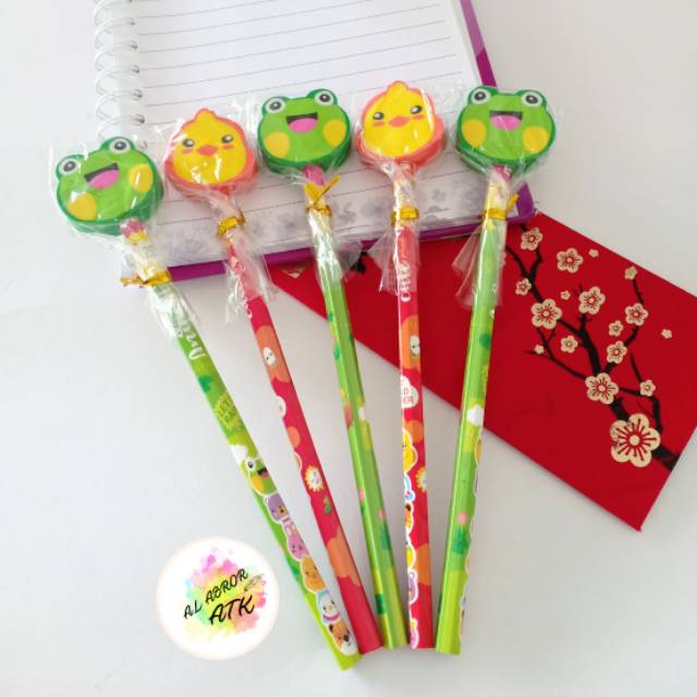 

Pensil motif BIG 2B + Penghapus karakter hewan lucu jual satuan