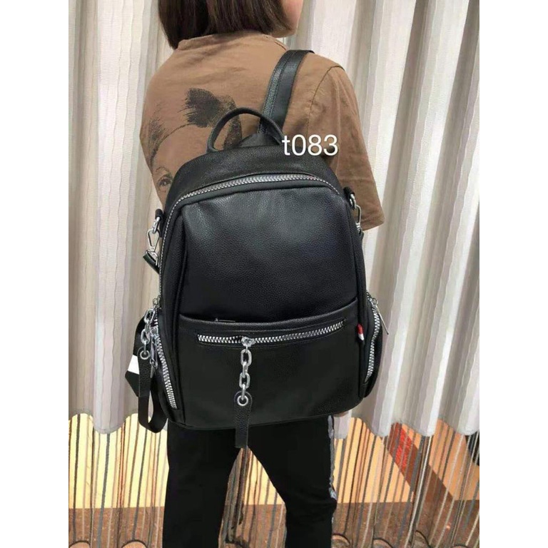 TAS RANSEL WANITA BACKPACK KULIT IMPORT HITAM TAS PUNGGUNG SEKOLAH KULIAH GENDONG