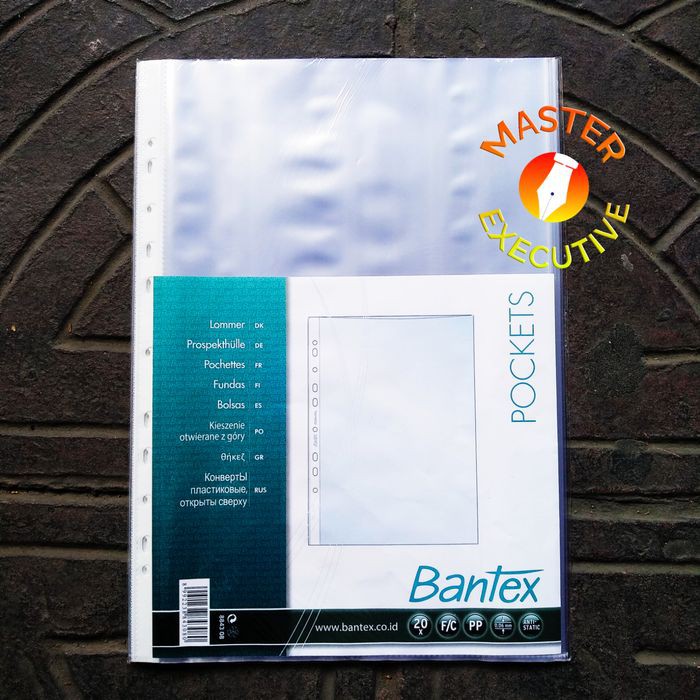 [Pak - 20 lembar] Bantex PP Pockets F4 / Folio - Tebal 0.06 mm 8843 08 Pocket