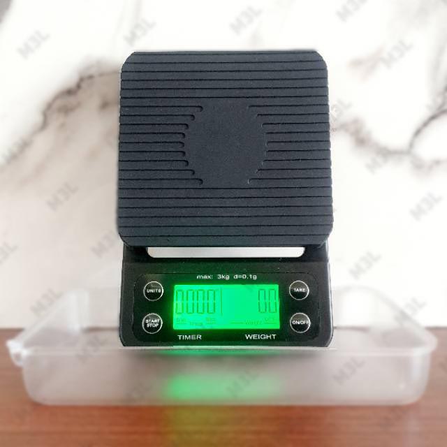 Timbangan Dapur green Light  Timer V60 Drip Coffee Scale Max 3kg 0.1g Dengan Timer Taffware Digipounds NS-CF1