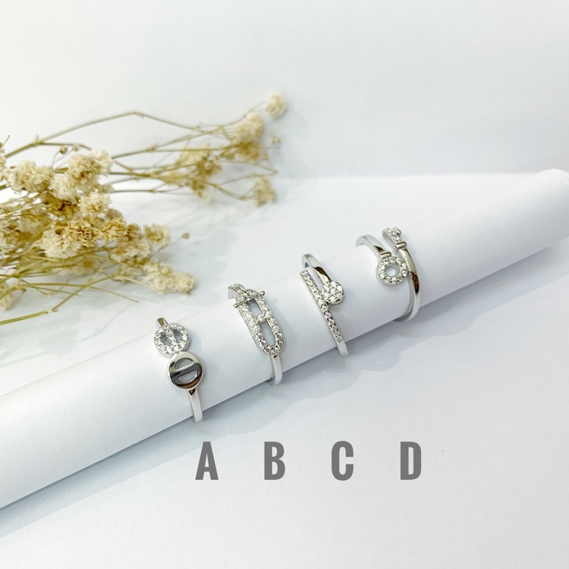 Cincin simpel PERAK ASLI Silver 925 lapis emas putih