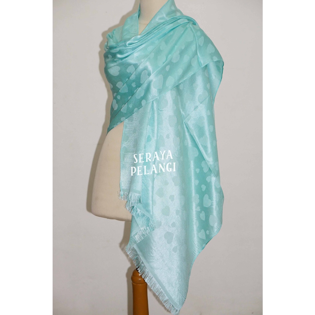 Pashmina Sutra Motif Love/Heart/Hati | Silk | Selendang | Scarf | Syal | Shawl | Pasmina Kashmir | Souvenir | Hadiah Ulang Tahun | Birthday Gift | Aksesoris Fashion Wanita | Hadiah Valentine | Premium Import Quality | Selendang Sutera | Grosir Murah