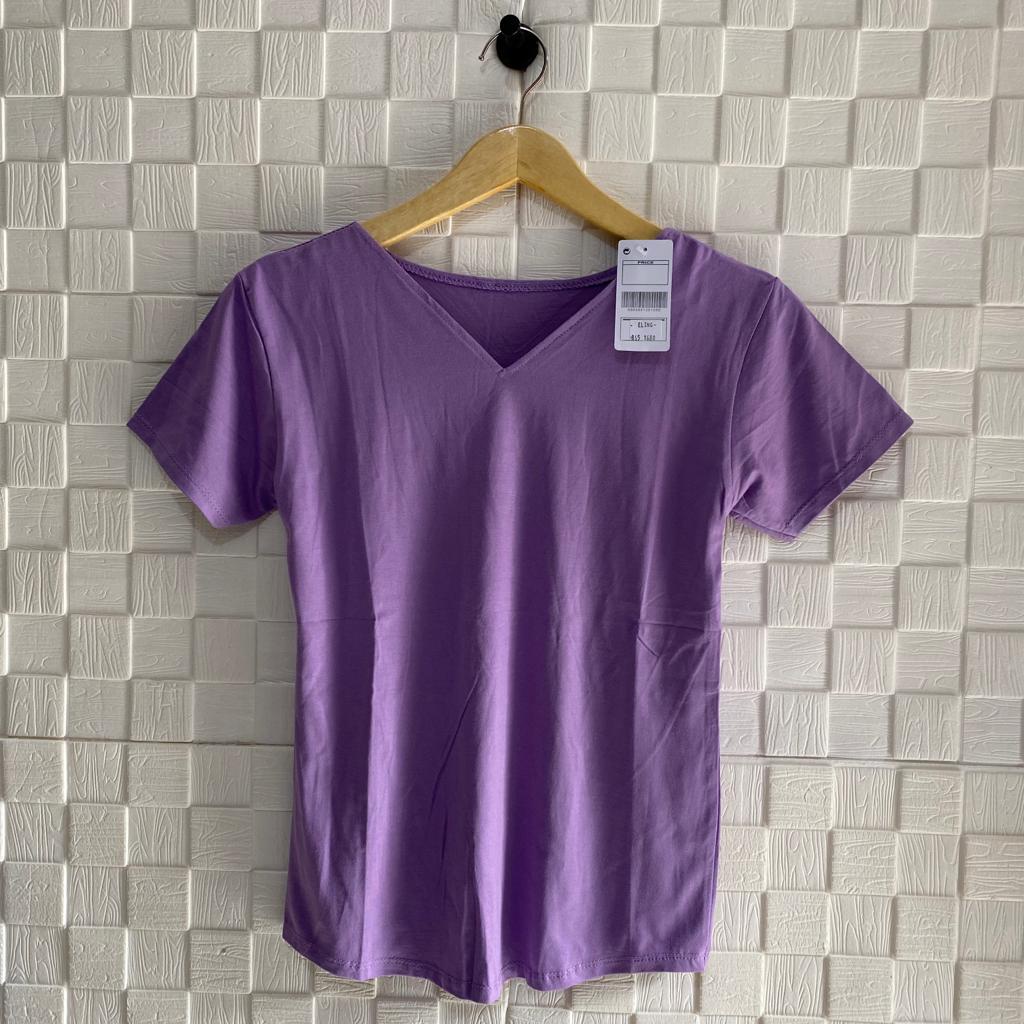 atasan polos vneck lengan pendek wanita/kaos vneck/atasan vneck/pakaian wanita/kaos polos/syafiqa-3