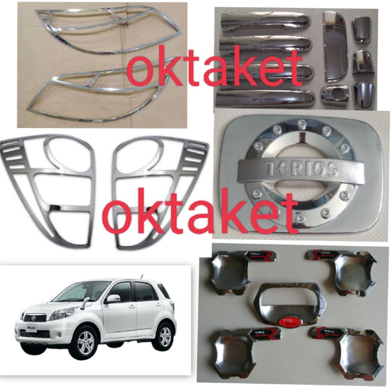 paket lengkap Rush Terios 2008-2011 Trd Sportivo Chrome garnish depan belakang outer handle tank chrome