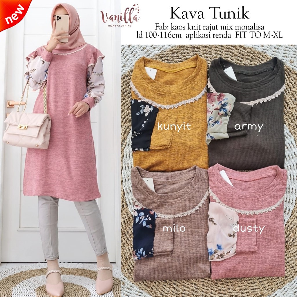 Baju Tunik Wanita Remaja Terbaru | Baju Tunik Variasi | Baju Muslim Tunik Lengan Bunga Kekinian