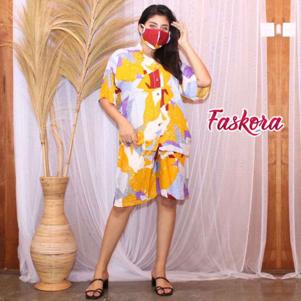 One Set Tie dye Wanita Busui Pendek - Setelan Jumbo Rayon Wanita Kekinian - Pajamas Tiedye Set