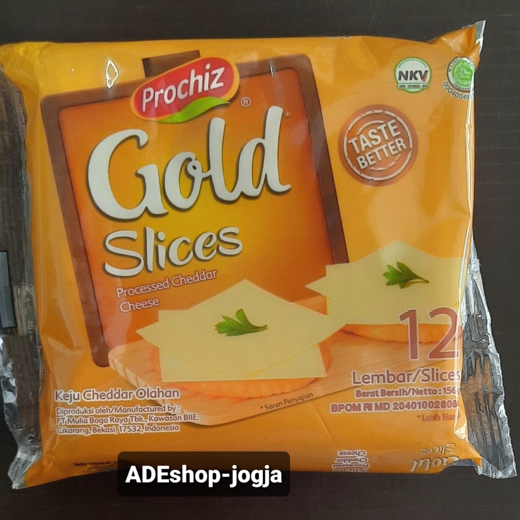 

Keju PROCHIZ Gold Slices 12's 12 lembar cheddar 156 gram