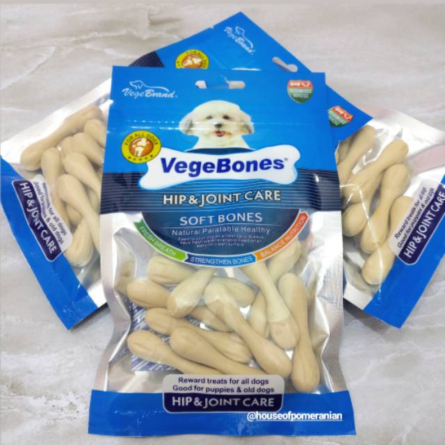 Dog snack treat food. Makanan cemilan anjing vegebones hip joint care