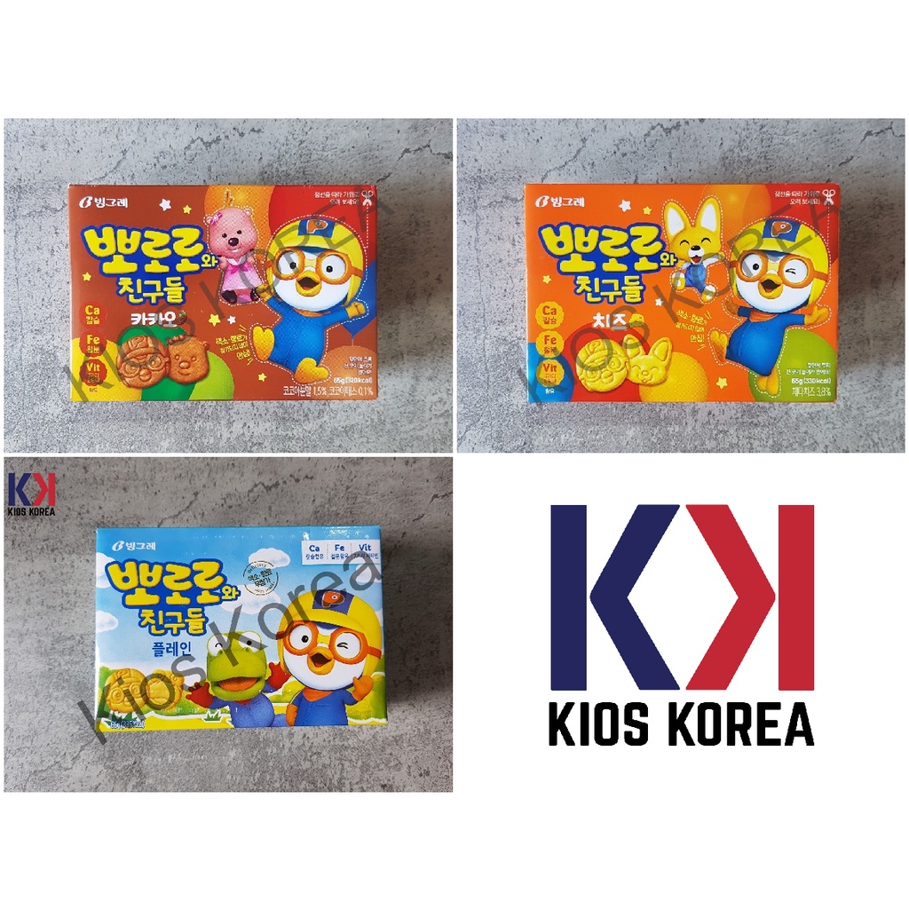 

Binggrae Pororo Biskuit & Friends Plain, Cacao, Cheese 65gr [READY STOCK]
