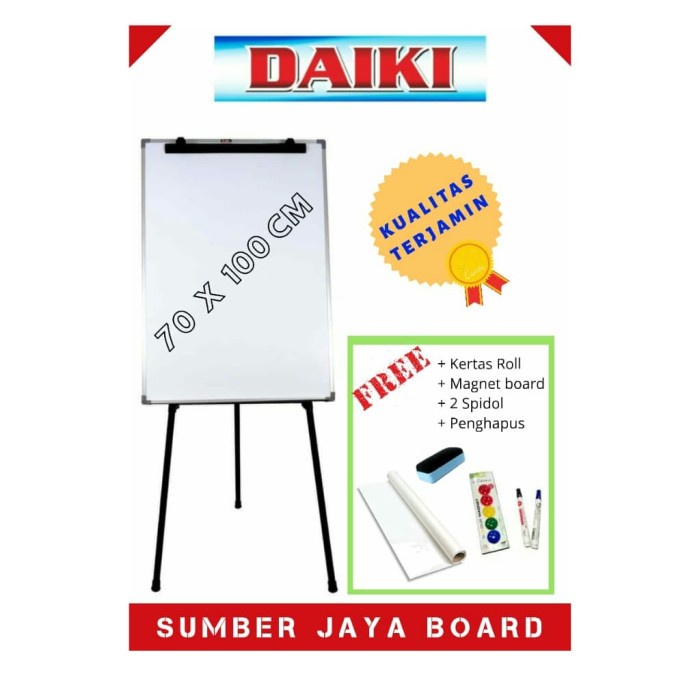

Flipchart Magnetic Daiki Uk 70X100 Cm Bonus Spidol Penghapus Kertas