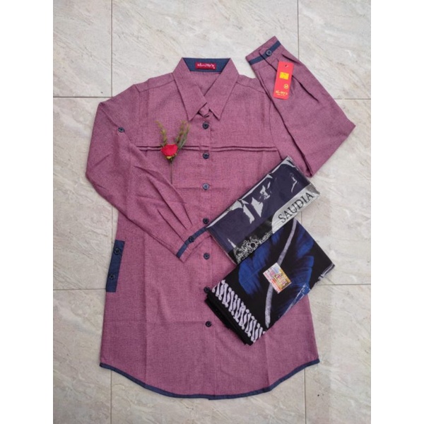 SETELAN TUNIK ALMYA SARUNG AQIL DAN HIJAB SAUDI