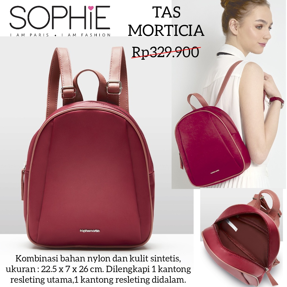 TAS MORTICIA SOPHIE MARTIN PARIS PROMO TAS RANSEL WANITA MERAH
