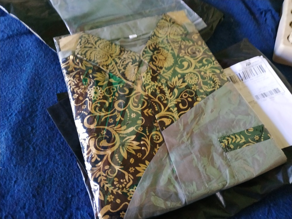 Batik Kemeja Pria Lengan Pendek  Motif Slempang Abu Hitam Alkhalis