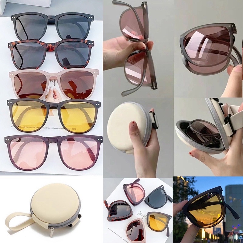 COD Kacamata Lipat Small Candy Hitam Folding Sunglasses Wanita Pria Gaya Retro Korean Fashion Warna Hitam Jelly Model Mata Kucing Cat Eye Import Terlaris Terbaru Tren Anak Remaja Dewasa Trend Terbaru Terlaris