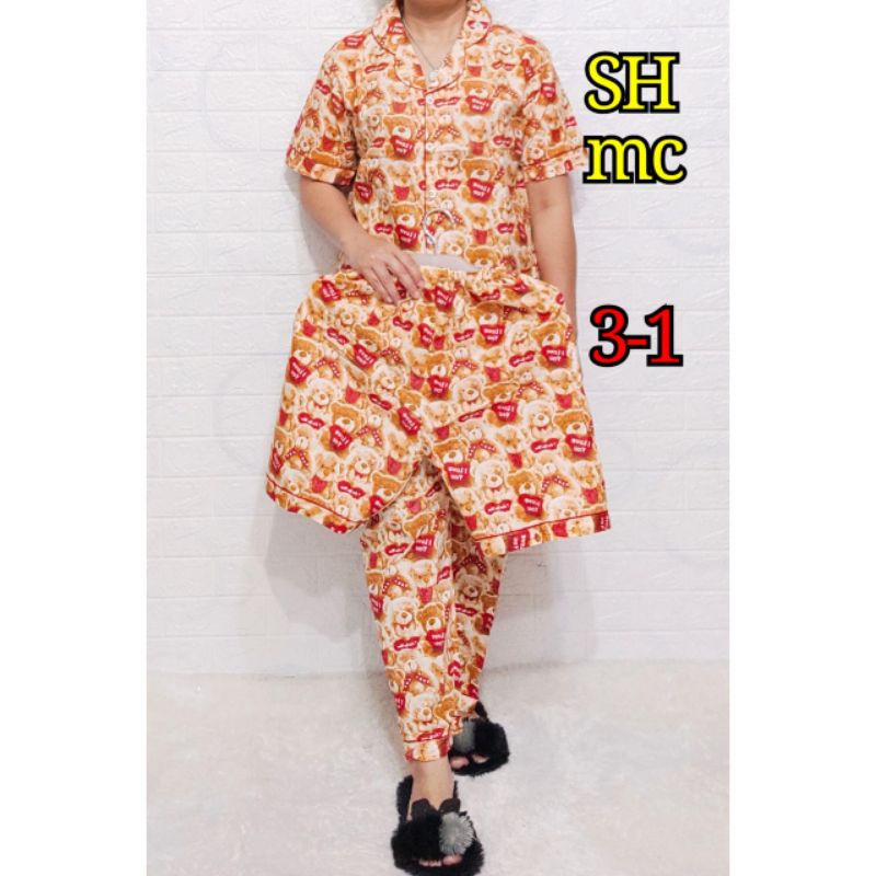 Baju Tidur Piyama Wanita Motif Random karakter Pajamas Katun  / Baju Tidur setelan Wanita katun 3 In 1 dewasa Terbaru Bigsize Kekiniaan