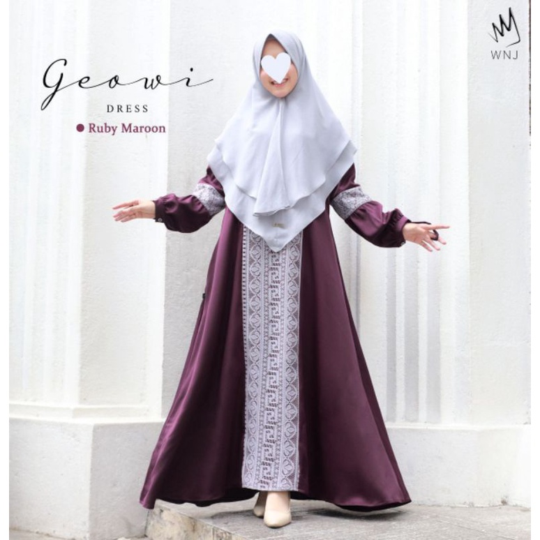 Geowi dress | By WANOJA ORI | gamis brukat gamis mewah pesta Busui friendly