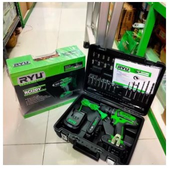 Mesin Bor Baterai Tangan Cordless Drill Battery impact drill Cordless 20V Electric Drill Impact Cordless Electric Drill 2 BATERAI 20 VOLT RYU RCI