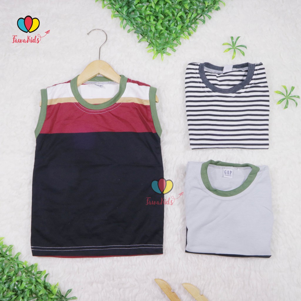 Kaos Kutung Salur uk 1-2 Tahun / Kaos Oblong Baby Kutang Anak Laki Bahan Adem Motif Stripe Murah