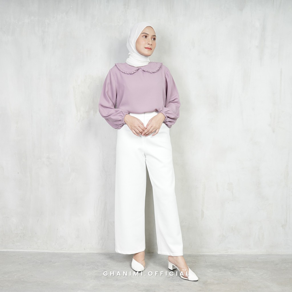 Ghanimi - Aliana Kulot / Celana Highwaist Polos / Celana kulot panjang Highwaist sleting / Kulot Hitam Putih panjang / kulot kerja daily casual formal