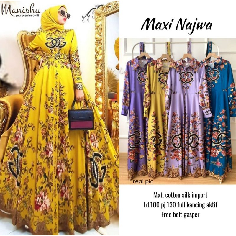 Gamis Wanita Terbaru Import Maxi  NAJWA Silk