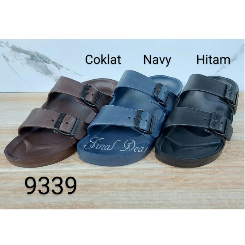 Sandal Slide Pria 2 Strap, Sendal Selop Karet Anti Slip Korean Slip On