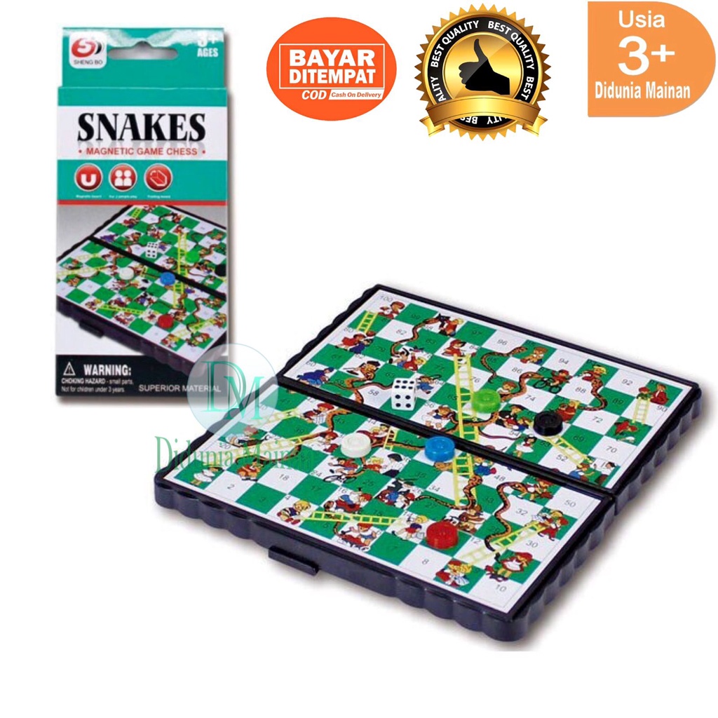 mainan edukatif anak ular tangga magnet board game set magnetic snake and ladder