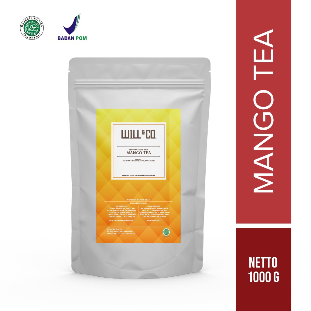 

Will&co Mango Tea Bubuk 1KG – Powder Minuman Teh Mangga Segar & Harum
