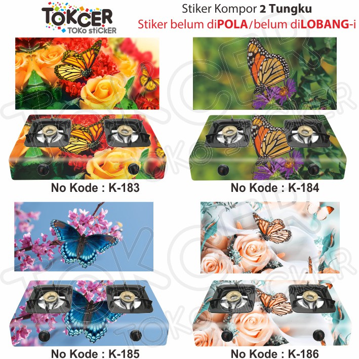 Stiker Kompor 2 Tungku Kupu-Kupu