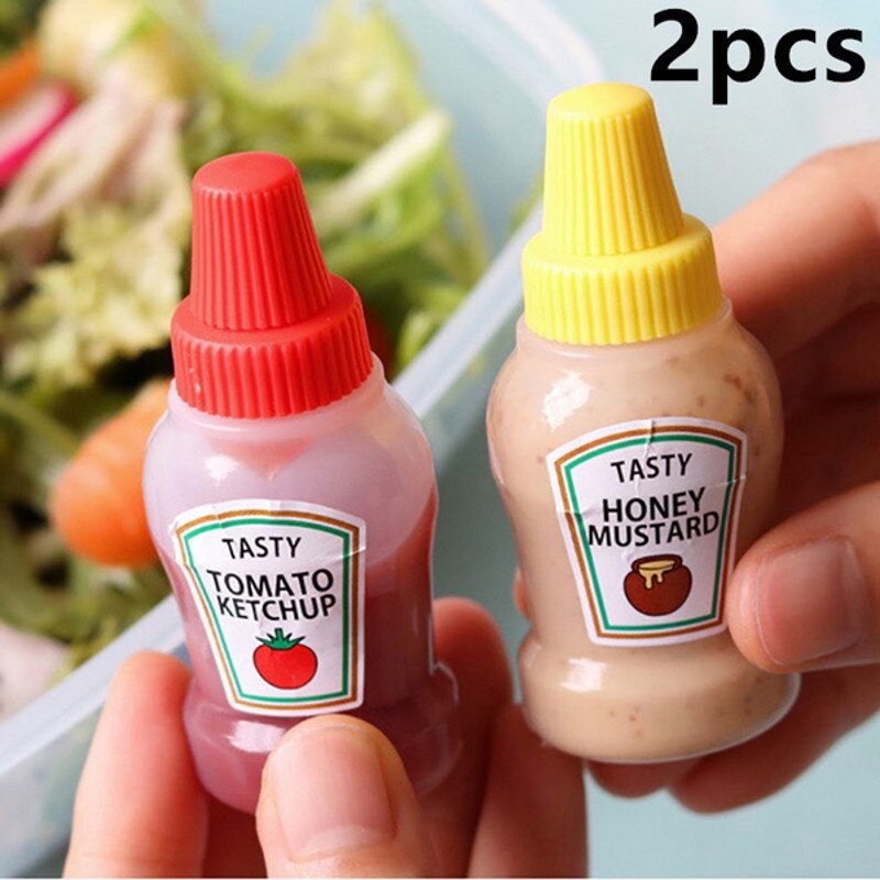 2pcs / Set Botol Remas Mini Portable Holder Kecap / Dressing Salad Untuk Peralatan Dapur