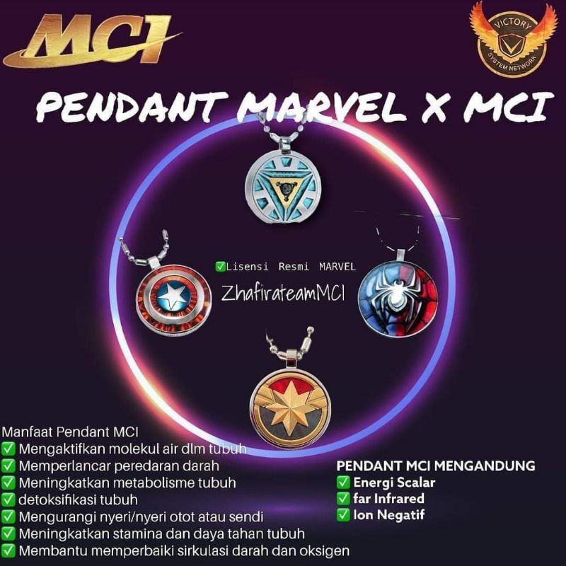 pendant/kalung kesehatan MCI Marvel series/original PT MGI lisensi perusahaan MARVEL /ecer
