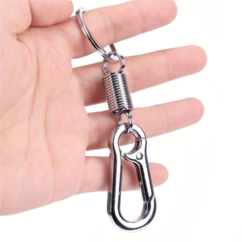 1pc Gantungan Kunci Carabiner Retractable Bahan Metal Gaya Vintage