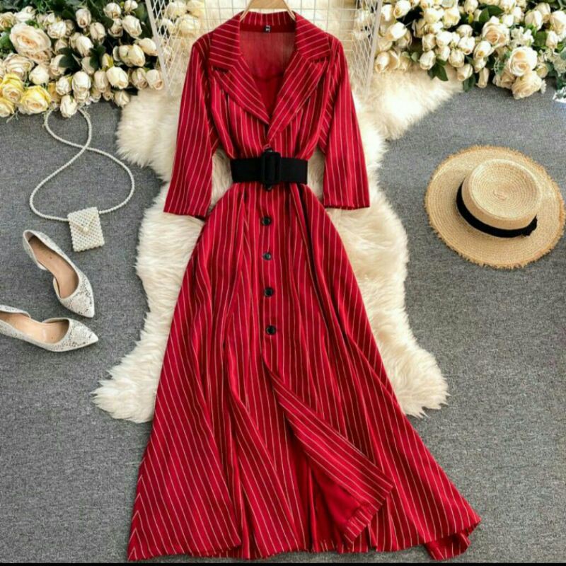 8091 REALPICT baju maxidress longdress maxi dress pesta dres Korea Korean style wanita import Bangko