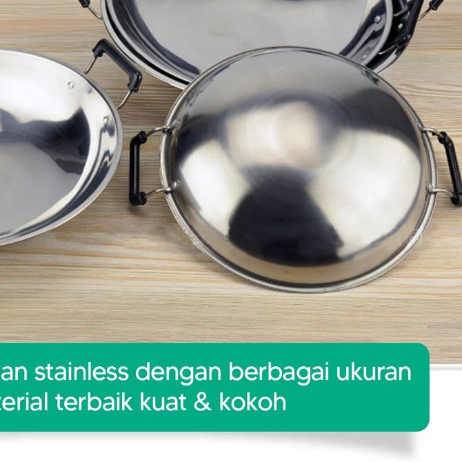 Hongzhuo Wajan Stainless Tebal Mempunyai 7 Ukuran Wajan / Stainless Steel 555