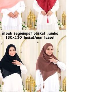 ♕ HIJAB SEGI EMPAT PLISKET JUMBO 130x130 / BELLA PLISKET JUMBO [bisa ] ♚