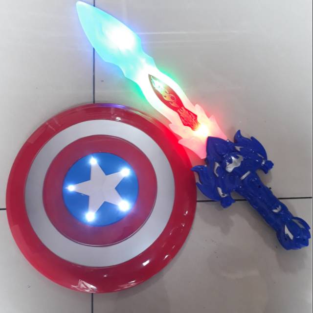 Set Tameng Capt America dan Pedang LED - Mainan Perisai Anak Edukatif