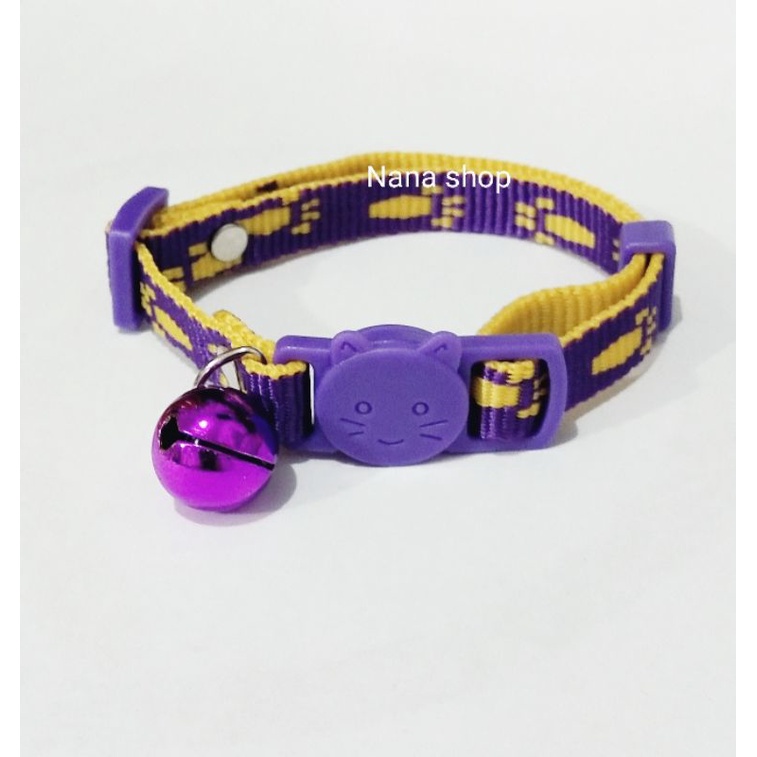 Kalung kucing bahan tebal kalung kelinci anjing kucing kecil motif kaki warna dengan lonceng pet collor cat dog kalung anjing kepala kucing