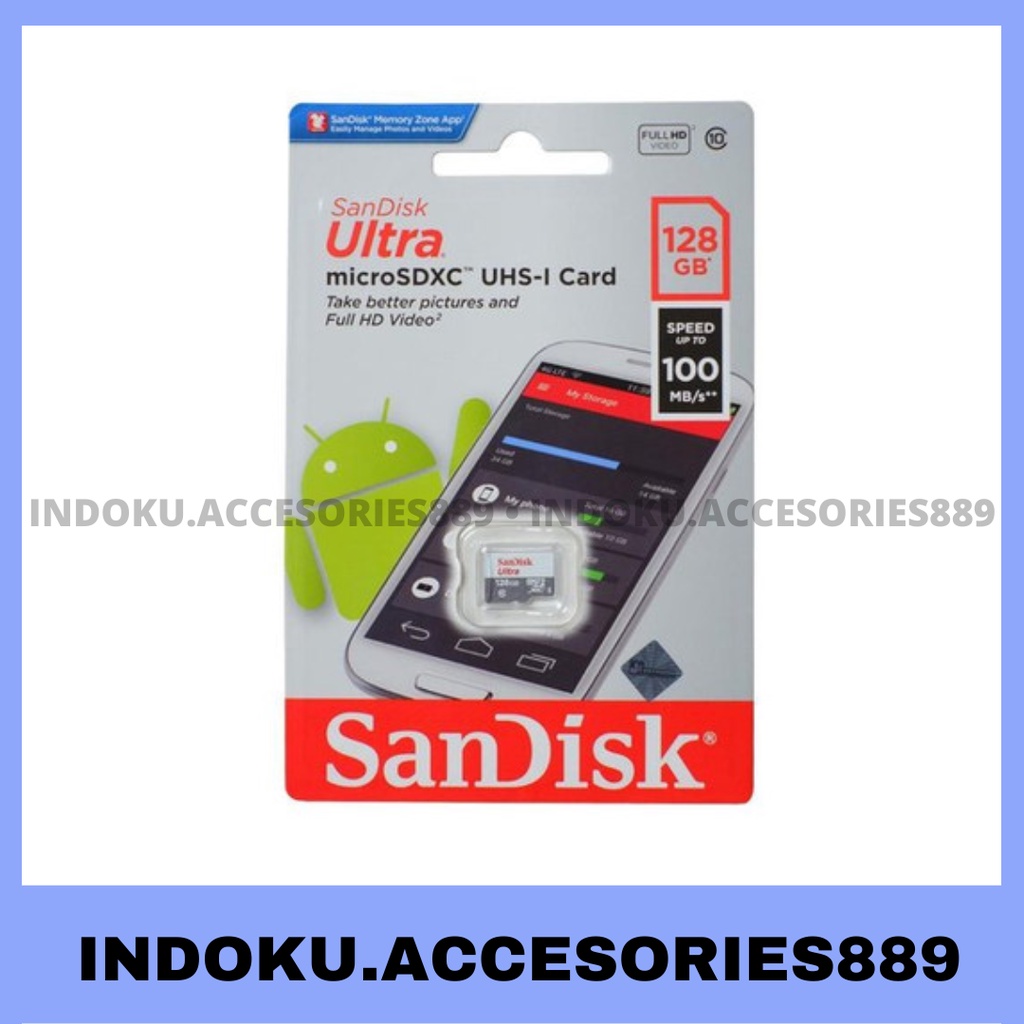 Memory Card Sandisk Micro SD 128GB,Class 10 Speed Up to 80 Mb/s. Garansi Resmi