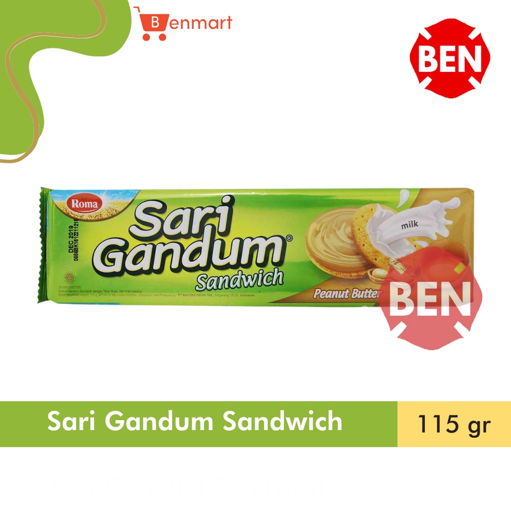 

Roma Sari Gandum Sandwich Peanut Butter 115g 115gr 115 g gr - Kacang