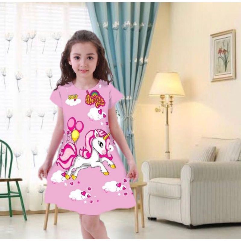 #DRESS UNICRON//DASTER ANAK PEREMPUAN PONY TERLARIS//USIA 2-12 TAHUN