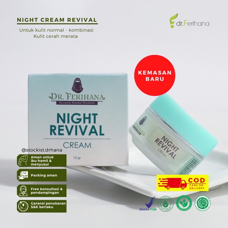 Dr Ferihana Cosmetics Night Revival Cream Krim Malam Pencerah Kulit Normal Kering Flek