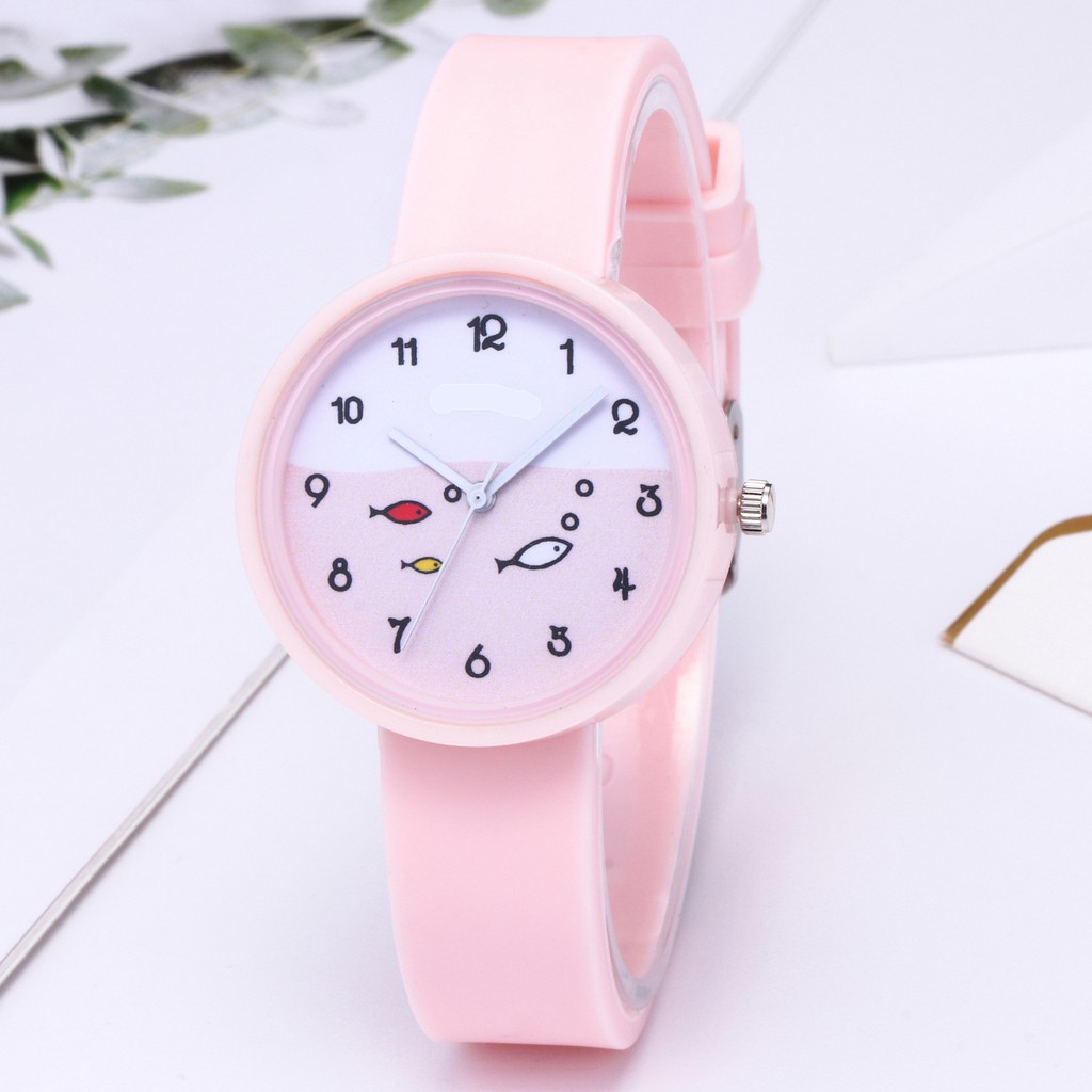 ✅ COD KUMA Jam Tangan Quartz Analog Korea Strap Silikon Warna Permen Wanita/ Jam Tangan Motif Kartun