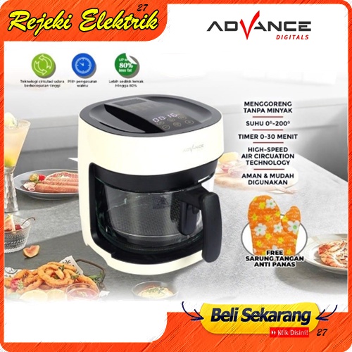 Advance Digital Air Fryer ADF-38DW Transparan Glass  - Garansi 1 Tahun