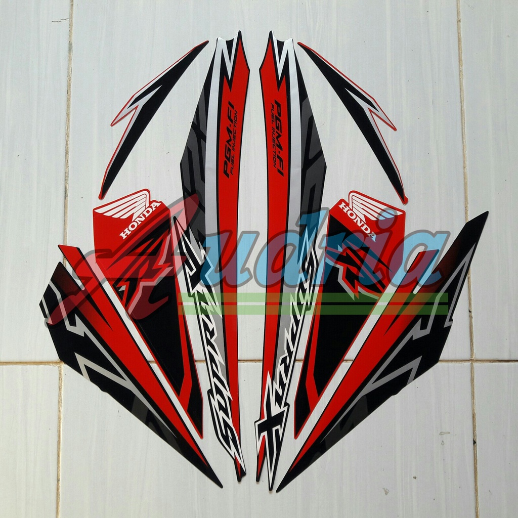 Stiker Striping Motor Honda Supra X 125 FI 2018 Hitam-Merah