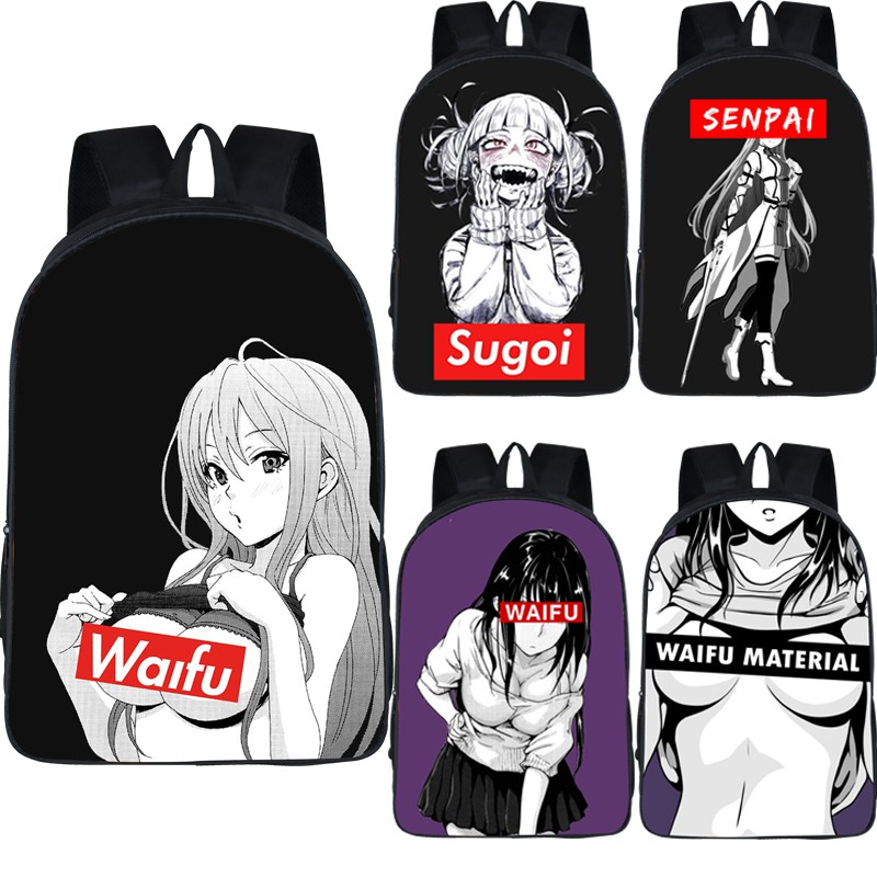 

[GRATIS ONGKIR] Sugoi Senpai Anime Waifu Personalized Chic Print School Bags For Teenager School